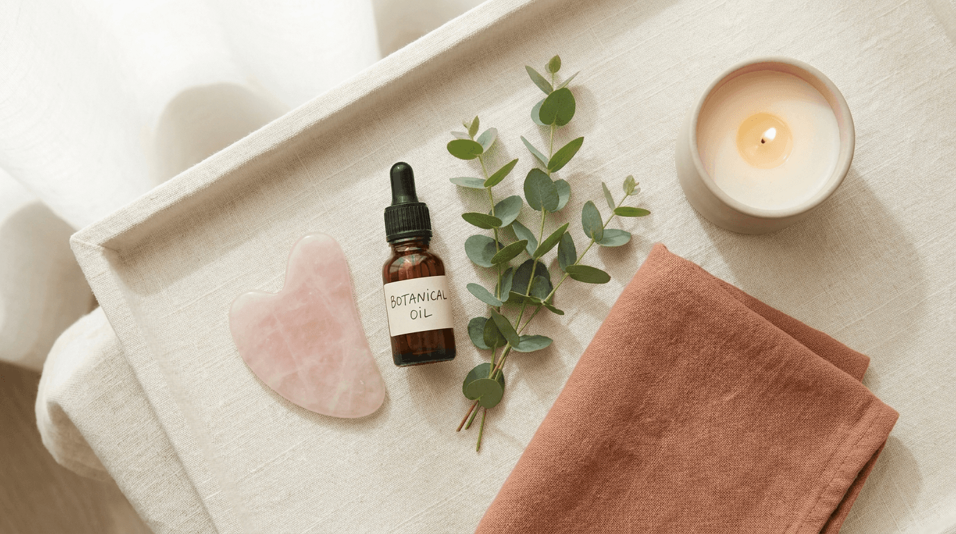 Botanical oil and gua sha, the kind of treatment a gift card unlocks